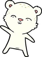 urso polar de desenho animado feliz apontando vetor