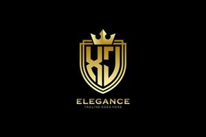 inicial xj elegante logotipo de monograma de luxo ou modelo de crachá com pergaminhos e coroa real - perfeito para projetos de marca luxuosos vetor