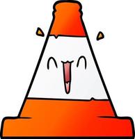 cone de tráfego rodoviário dos desenhos animados vetor