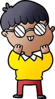 menino de desenho animado usando óculos vetor