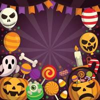 doces e doces para feliz festa de halloween vetor