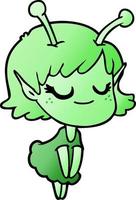desenho de garota alienígena sorridente vetor