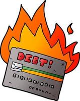 desenho animado de cartão de crédito em chamas vetor