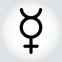 silhueta do símbolo de mercúrio transgênero. pictograma de gênero. modelo. decoração para cartões, papéis de parede, emblemas. ilustração vetorial vetor
