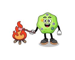 ilustração de ameba queimando um marshmallow vetor