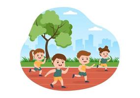 modelo de corrida de corrida ilustração plana de desenhos animados desenhados à mão pessoas correndo para o esporte de torneio de maratona de corrida de longa distância vetor