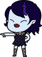 garota vampira dos desenhos animados apontando e rindo vetor