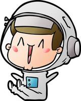 feliz astronauta de desenho animado sentado vetor