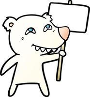 urso polar de desenho animado mostrando os dentes vetor