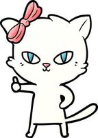 gato bonito dos desenhos animados dando polegares para cima símbolo vetor