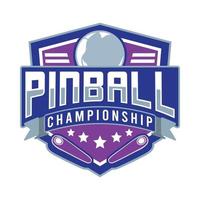 jogo de pinball arcade vintage retrô emblema emblema logotipo hipster ilustração ícone do vetor. campeonato de pinball com estrela, bola e nadadeira vetor