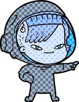 mulher astronauta dos desenhos animados vetor