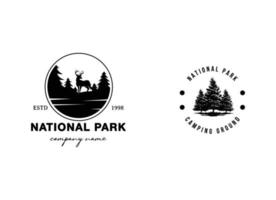 design de logotipo de parque de acampamento de aventura nacional vetor
