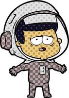 astronauta cansado dos desenhos animados vetor