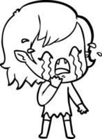 menina vampira chorando de desenho animado vetor