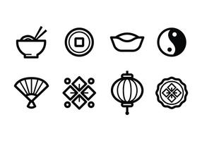 Conjunto de ícones chineses grátis vetor