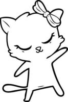 gato bonito dos desenhos animados com laço vetor