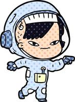 mulher astronauta dos desenhos animados vetor