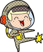 astronauta de desenho animado feliz vetor