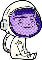 astronauta de desenho animado feliz vetor