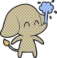 elefante bonito dos desenhos animados jorrando água vetor
