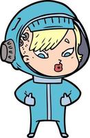 mulher astronauta dos desenhos animados vetor