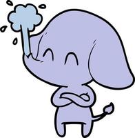 elefante bonito dos desenhos animados jorrando água vetor