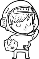mulher astronauta dos desenhos animados vetor