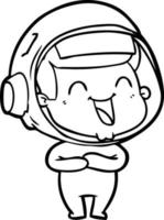 astronauta de desenho animado feliz vetor