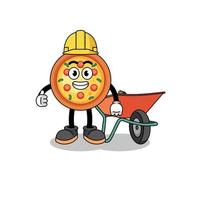 desenho de pizza como empreiteiro vetor