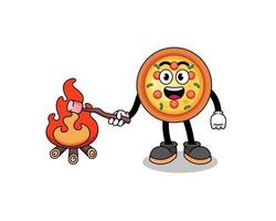 ilustração de pizza queimando um marshmallow vetor