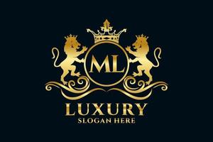 inicial ml carta leão modelo de logotipo de luxo real em arte vetorial para projetos de marca luxuosos e outras ilustrações vetoriais. vetor