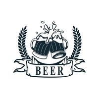 copo de cerveja aplaude o logotipo. vetor de design de logotipo de rótulo de vidro de cerveja. logotipo de bebida alcoólica para pub club e bar