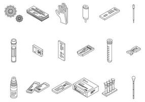 ícones de teste covid definir contorno vetorial vetor