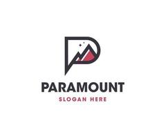 p logotipo da montanha vetor