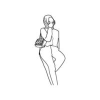 ilustração de mulher gorda no estilo de arte de linha vetor