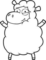 ovelhas de desenho de linha de desenho animado vetor