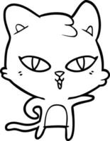 gato de desenho de linha de desenho animado vetor