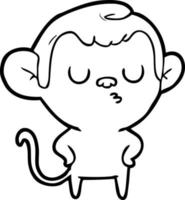 macaco de desenho de linha de desenho animado vetor