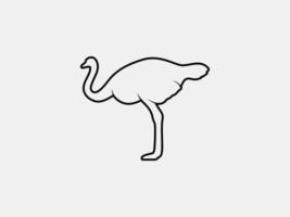 silhueta de vetor de contorno de avestruz
