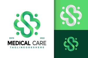 design de logotipo de cuidados médicos da carta, vetor de logotipos de identidade de marca, logotipo moderno, modelo de ilustração vetorial de designs de logotipo