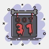 ícone halloween calendar.icon em estilo cômico. adequado para impressões, pôsteres, panfletos, decoração de festa, cartão de felicitações, etc. vetor