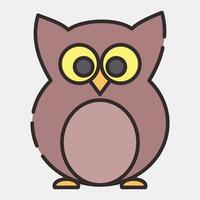 ícone owl.icon no estilo de linha preenchida. adequado para impressões, pôsteres, panfletos, decoração de festa, cartão de felicitações, etc. vetor