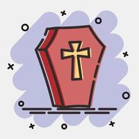 ícone coffin.icon em estilo cômico. adequado para impressões, pôsteres, panfletos, decoração de festa, cartão de felicitações, etc. vetor