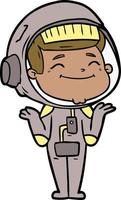 astronauta de desenho animado feliz vetor