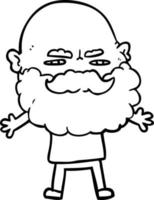 homem dos desenhos animados com barba carrancuda vetor