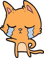 gato de desenho animado chorando apontando vetor