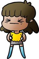 garota com raiva dos desenhos animados vetor