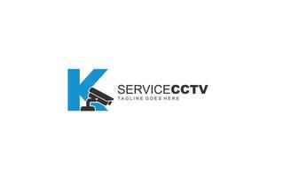 k logotipo cctv para identidade. ilustração vetorial de modelo de segurança para sua marca. vetor