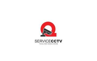 q logotipo CCTV para identidade. ilustração vetorial de modelo de segurança para sua marca. vetor